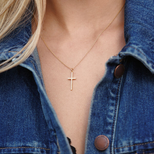Halskette Kreuz mit Zirkonia, 18 Karat Gelbgold vergoldet Bild 2