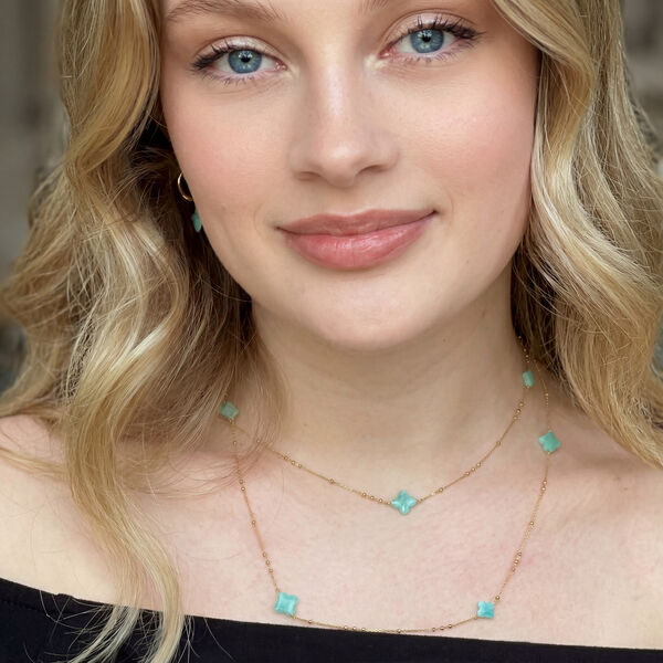 Lange Halskette Clover Gem, Amazonit, 925 Sterlingsilber Bild 2