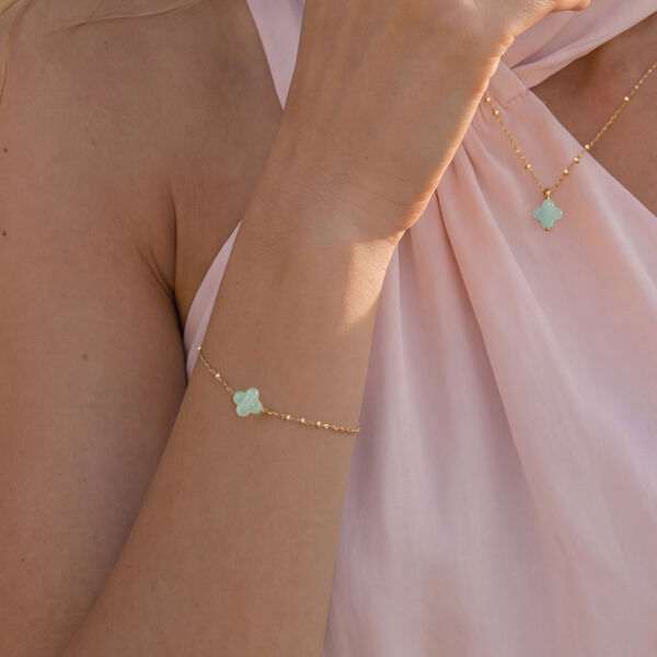 Armkette Clover Gem, Amazonit, 925 Sterlingsilber Bild 2