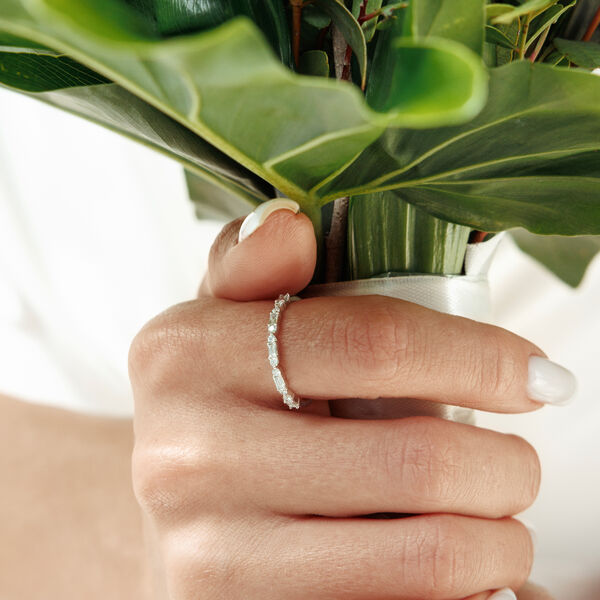 Verlobungsring mit Baguette Diamanten, 14 Karat Rosegold Bild 2