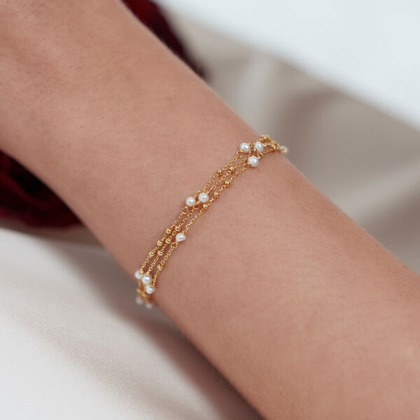 Armkette Flying Pearls, 3-reihig, 18 K Rosegold vergoldet Bild 4