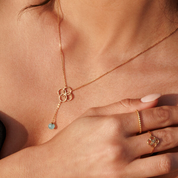 Halskette Clover Charm, Aqua Chalzedon, 18 Karat Rosegold vergoldet Bild 5