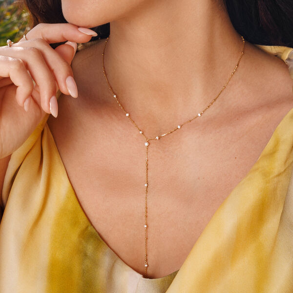 Y-Halskette Flying Pearls, 18 K Rosegold vergoldet Bild 2