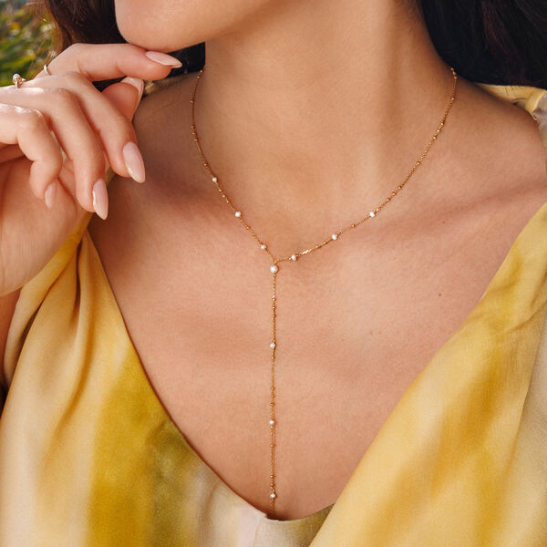 Y-Halskette Flying Pearls, 18 Karat Gelbgold vergoldet Bild 2