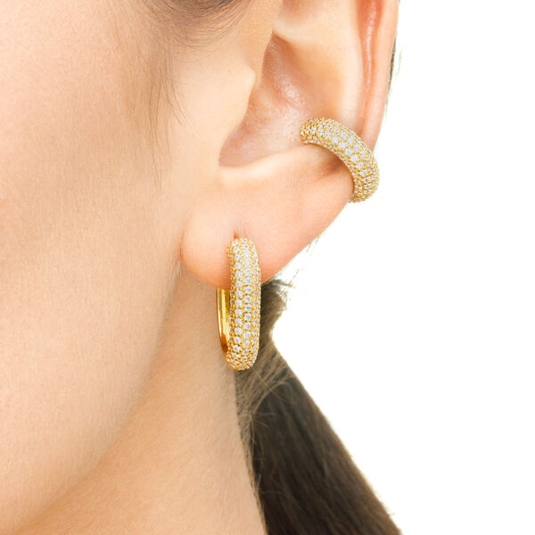 Silber Earcuff, PAVE Lila, Gelbgold 