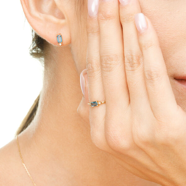 Ohrstecker London Blue Topaz, 14 Karat Gelbgold Bild 4