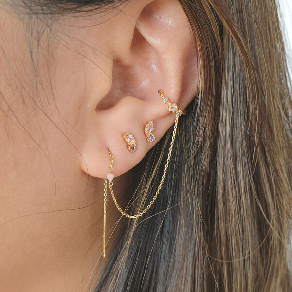 Earcandy, Rosenquarz/Amethyst, 18 K Gelbgold vergoldet Bild 2