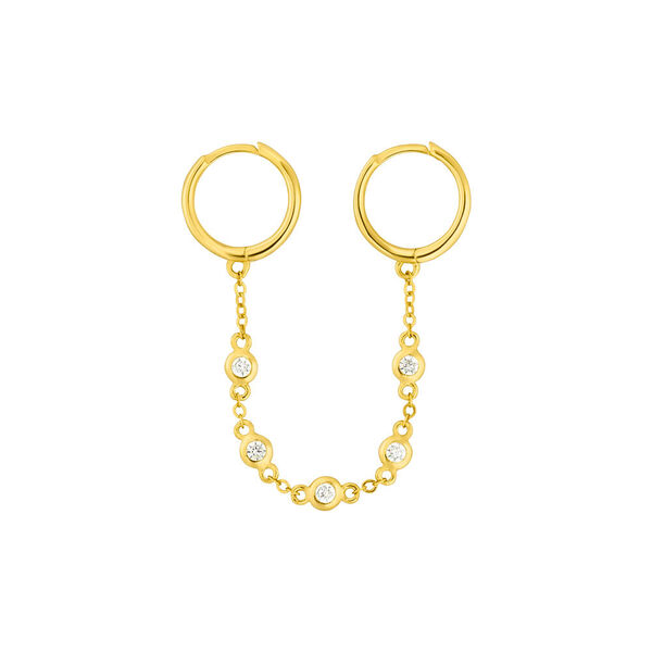 Ear Candy - Double Hoop, Zirkonia, 18 K Gelbgold vergoldet Bild 3