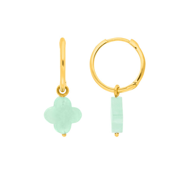 Creolen Clover Gem, Amazonit, 18 Karat Gelbgold vergoldet Bild 2