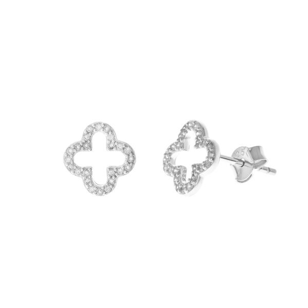 Ohrstecker Kleeblatt mit Zirkonia, 925 Sterlingsilber - Leaf Jewelry | Ohrstecker