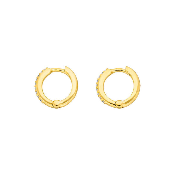 Mini-Klappcreolen mit Zirkonia, 18 K Gelbgold vergoldet Bild 3