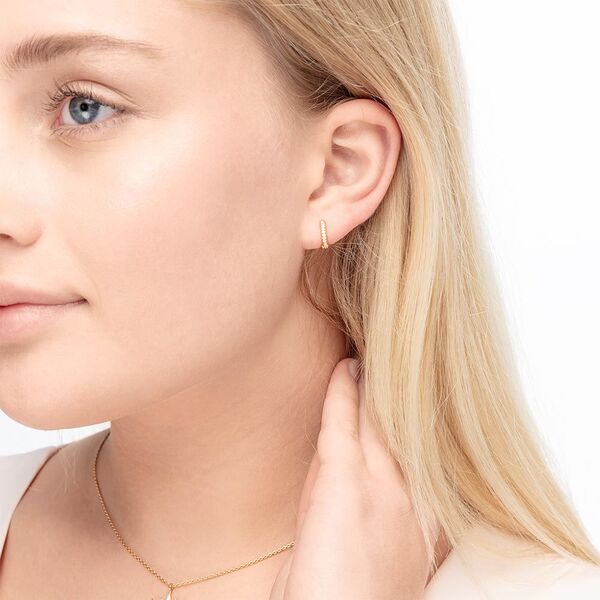 Mini-Klappcreolen mit Zirkonia, 18 K Gelbgold vergoldet Bild 2