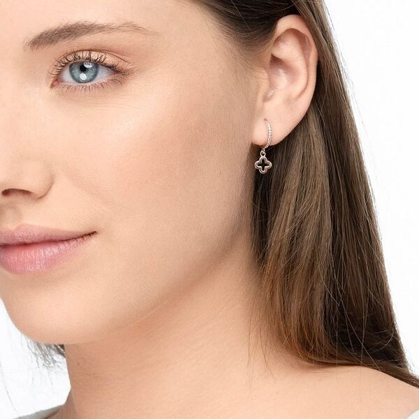Single Creole CLOVER/Zirkonia, 18 K Rosegold vergoldet Bild 2