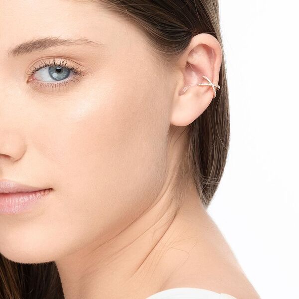Earcuff Cross CZ, 18 K Rosegold vergoldet Bild 2
