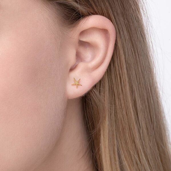 Ohrstecker Seestern, 18 K Gelbgold vergoldet Bild 2