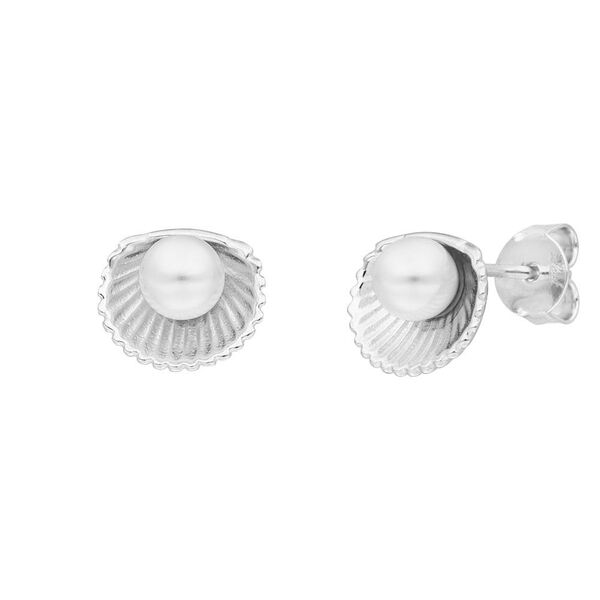Ohrstecker Muschel mit Perle, 925 Sterlingsilber Bild 3