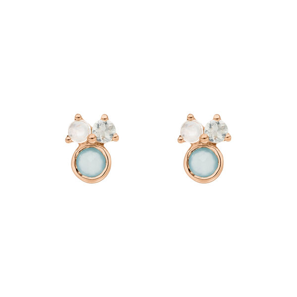 Ohrstecker Three Gems, Aqua Chalzedon, 18 K Rosegold vergoldet Bild 2