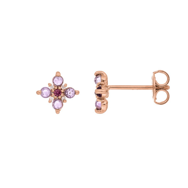 Ohrstecker BLOOM, Amethyst/Rhodolith, 18 Karat Rosegold vergoldet Bild 3