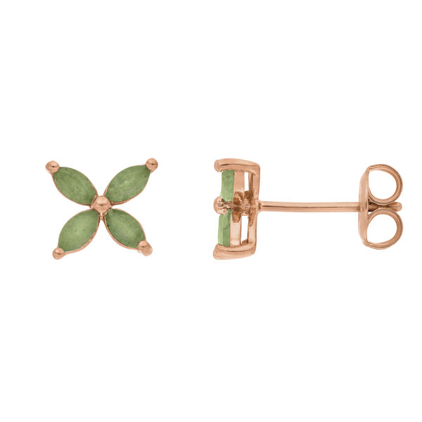 Ohrstecker Leaf Flower, Aventurin, 18 Karat Rosegold vergoldet Bild 3