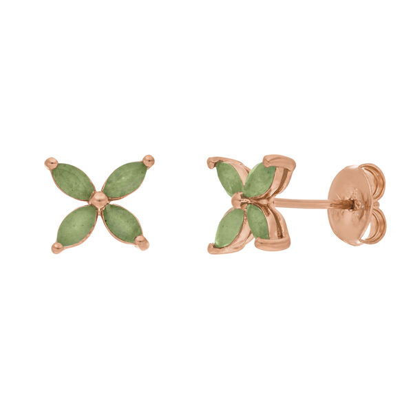 Ohrstecker Leaf Flower, Aventurin, 18 Karat Rosegold vergoldet Bild 2