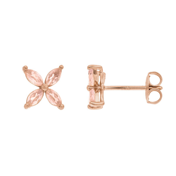 Ohrstecker Leaf Flower, Rosenquarz, 18 Karat Rosegold vergoldet Bild 3