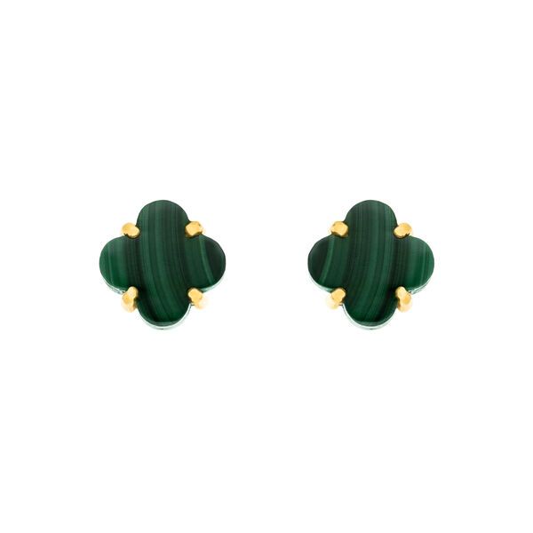 Ohrstecker Clover Gem, Malachit, 18 Karat Gelbgold vergoldet Bild 2
