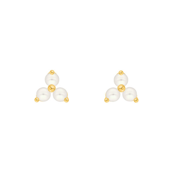 Ohrstecker Three Pearls, 18 Karat Gelbgold vergoldet Bild 3
