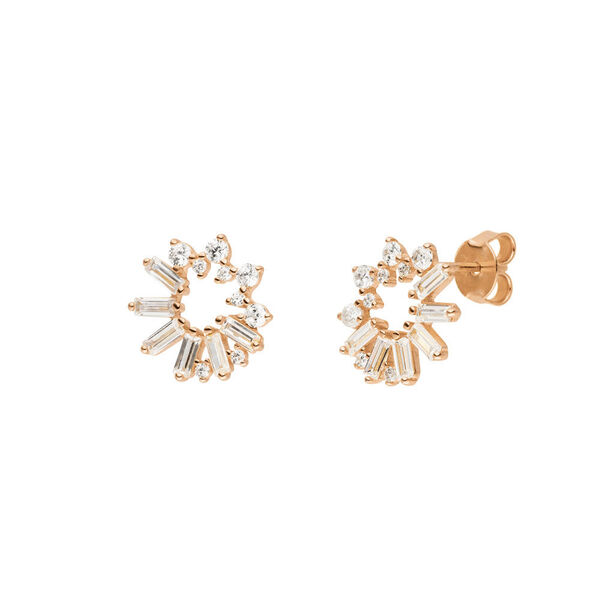 Ohrstecker CUBE FLOWER, Zirkonia, 18 K Rosegold vergoldet Bild 3