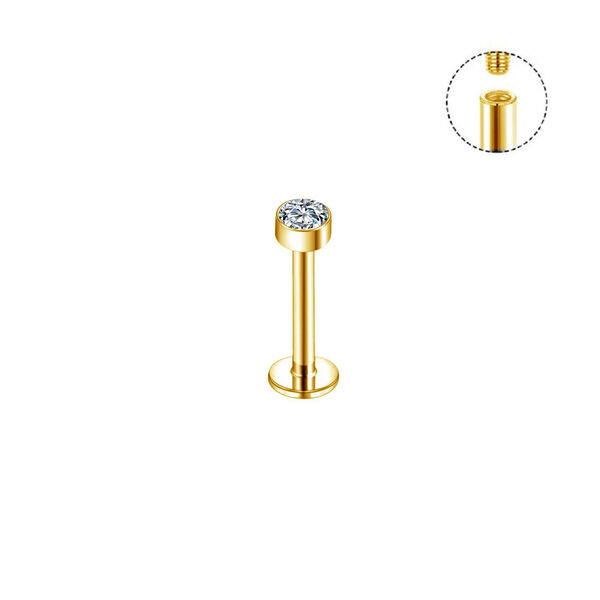 Piercing mit Zirkonia, vergoldetes Titan Bild 2