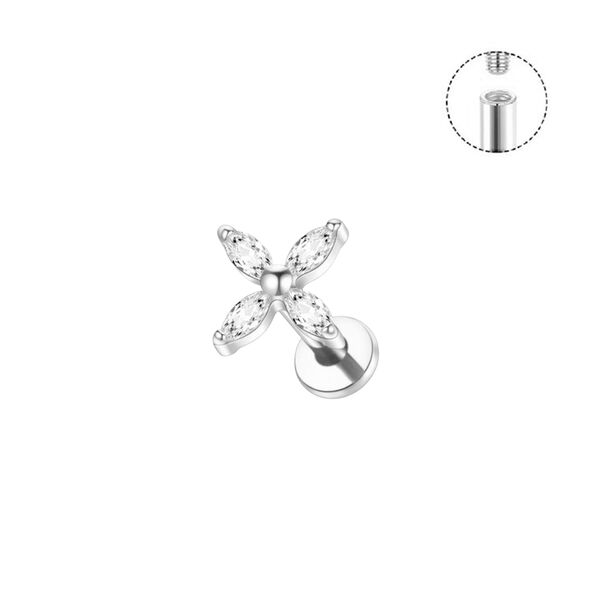 Piercing Flower mit Zirkonia, Titan Bild 2
