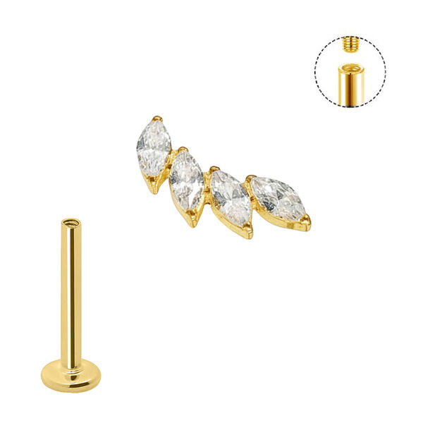 Piercing Small Crown mit Zirkonia, vergoldetes Titan Bild 2