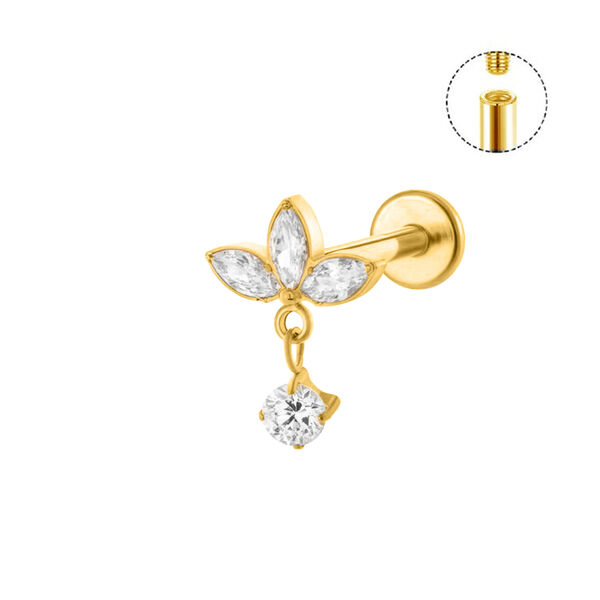 Piercing Charm mit Zirkonia, vergoldetes Titan Bild 3