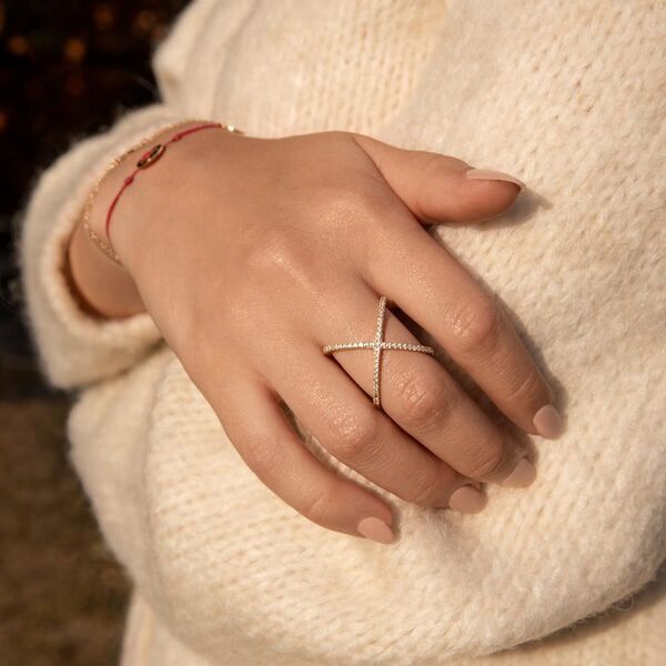 Ring X Criss-Cross, 18 K Gelbgold vergoldet, Gr.54 Bild 2