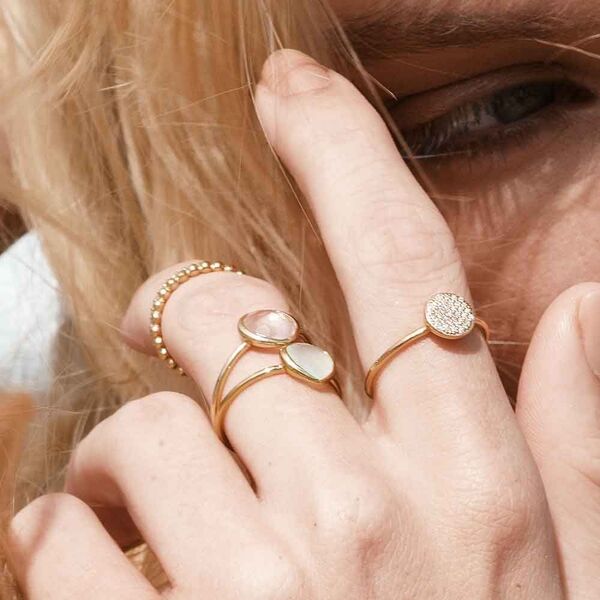 Ring Square, Howlite, 18 K Rosegold vergoldet Bild 2