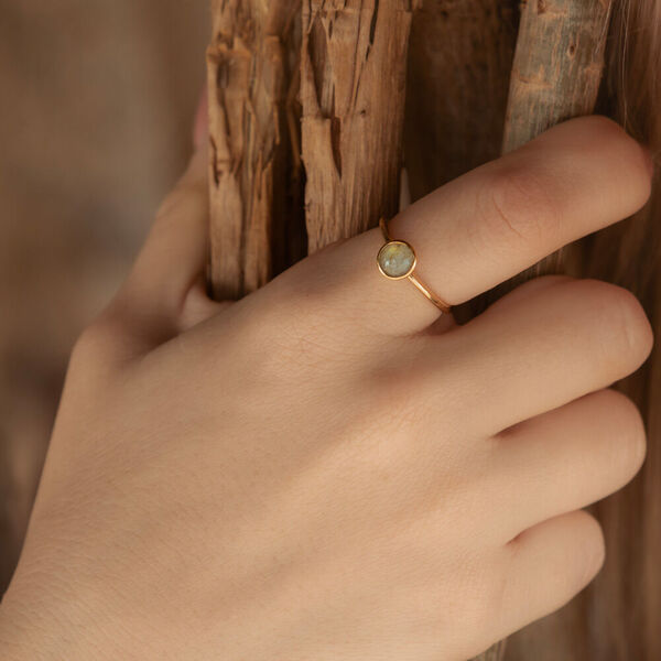 Stacking Ring, Labradorit, 6mm, 18 K Rosegold vergoldet, Gr.52 Bild 2
