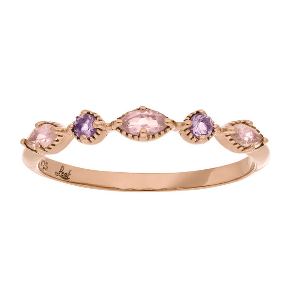 Silber Ring, Oval Gems, Rosenquarz, Rosegold Bild 2