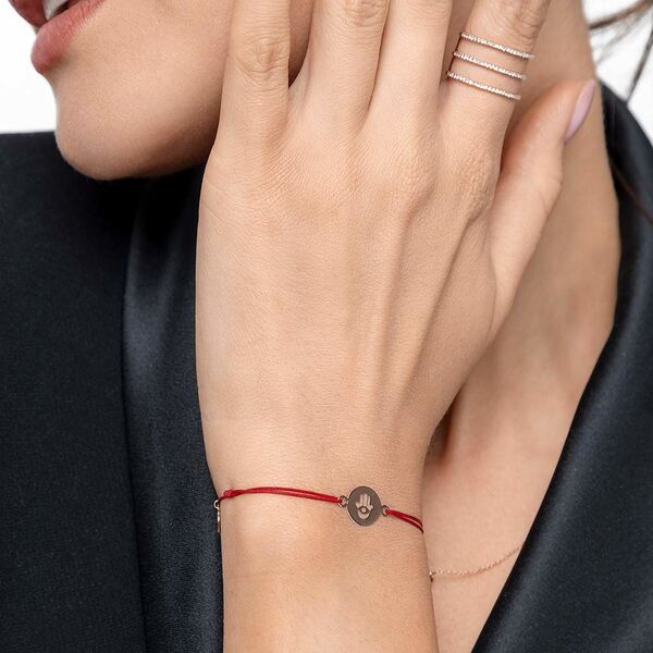Freundschaftsarmband Hand der Fatima, 14 Karat Rosegold Bild 3
