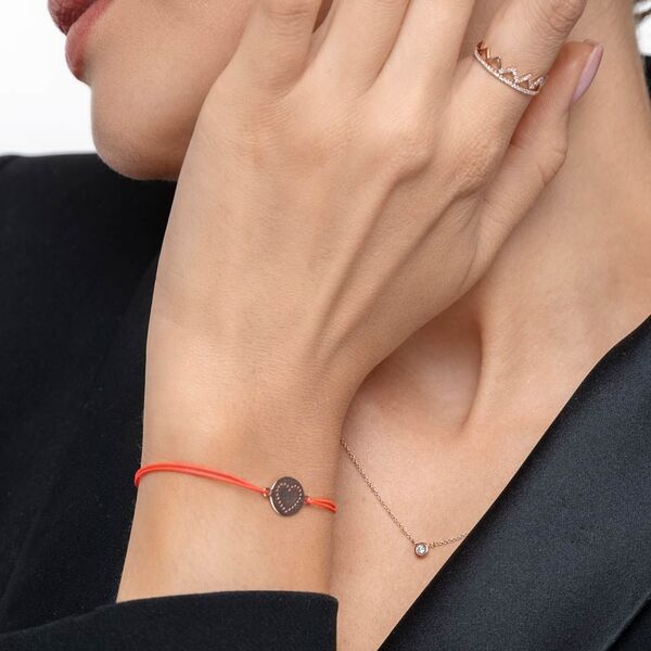 Freundschaftsarmband Disc HEART, 14 Karat Rosegold Bild 4