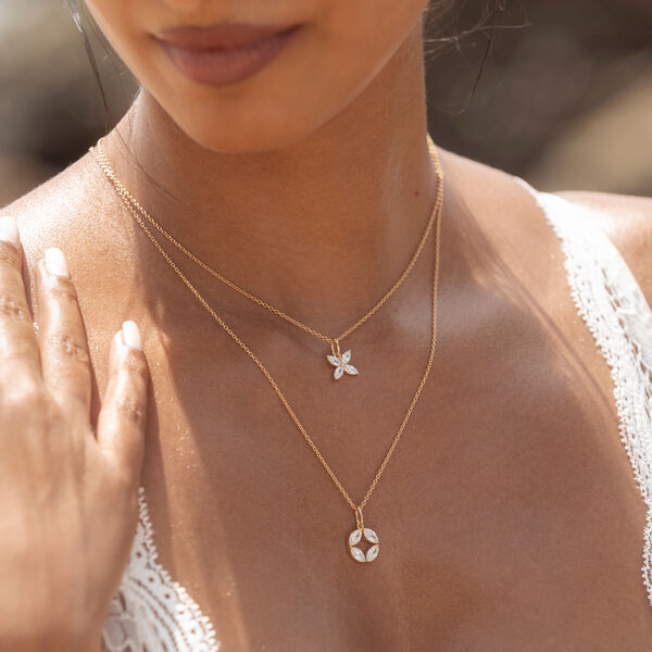 Halskette Zirkonia Flower, 18 Karat Rosegold vergoldet 